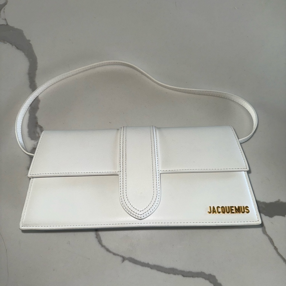 Jacquemus White Clutch with Gold Logo